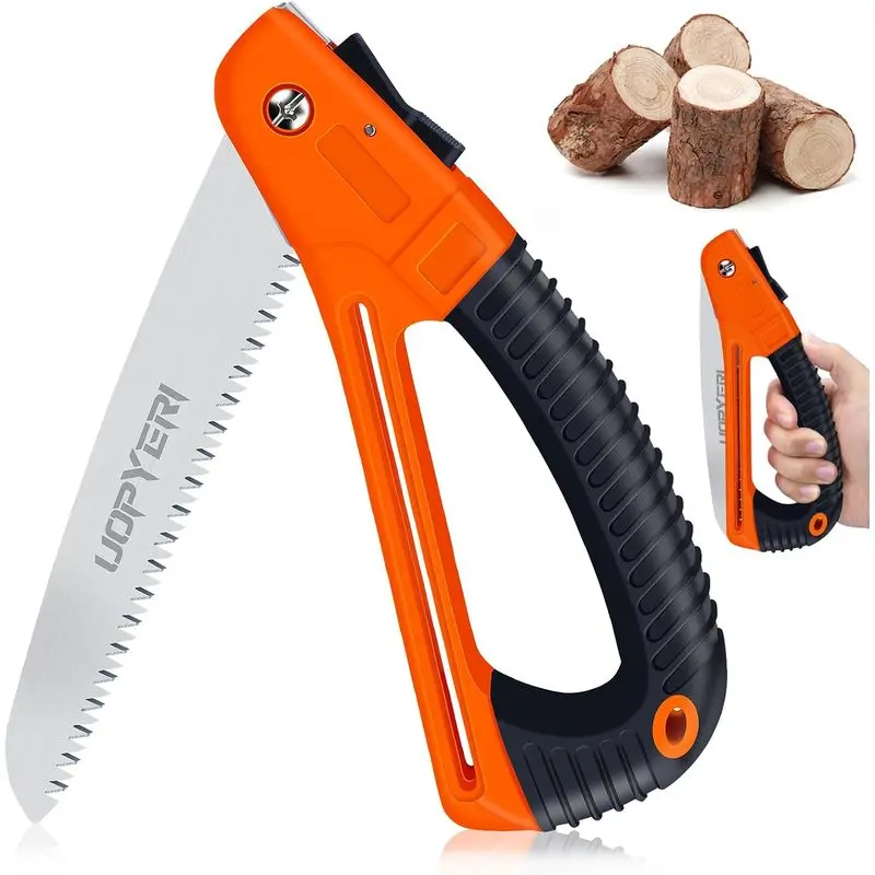 Outdoor sports Folding Hand Saw 8 Inch with Safety Hand Guard, Heavy Duty Pruning Saw for Tree Trimming & Camping, High Carbon Steel Triple-Cut Razor Teeth for Wood, PVC, Bone, Survival Gear