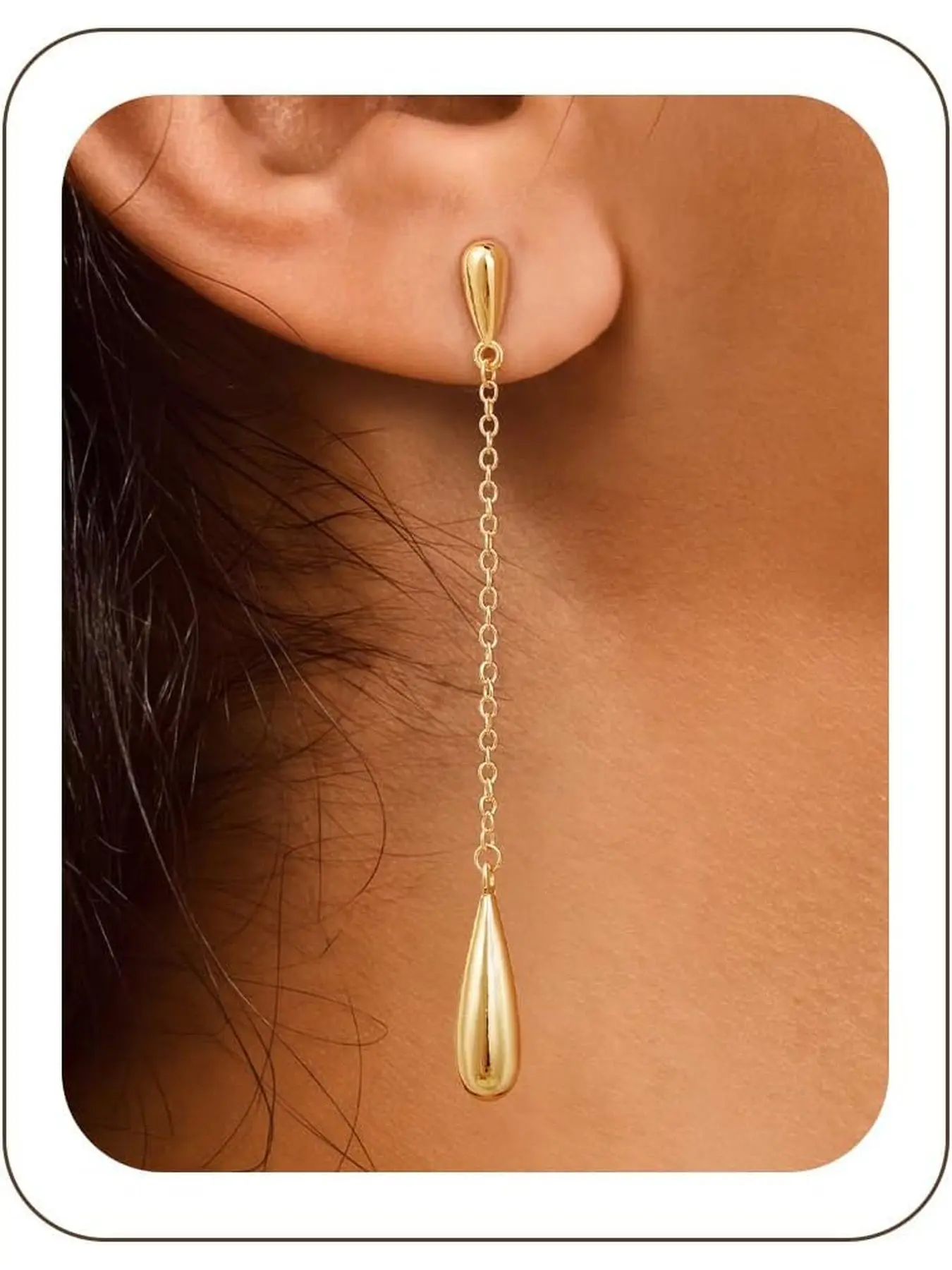 1pair Dangle Drop Earrings for Women, Golden/Slivery Trendy CZ Teardrop Earrings, Dainty Lightweight Hypoallergenic Long Linear Dangly Earring for Wedding Prom Daily Wear Jewelry Gift