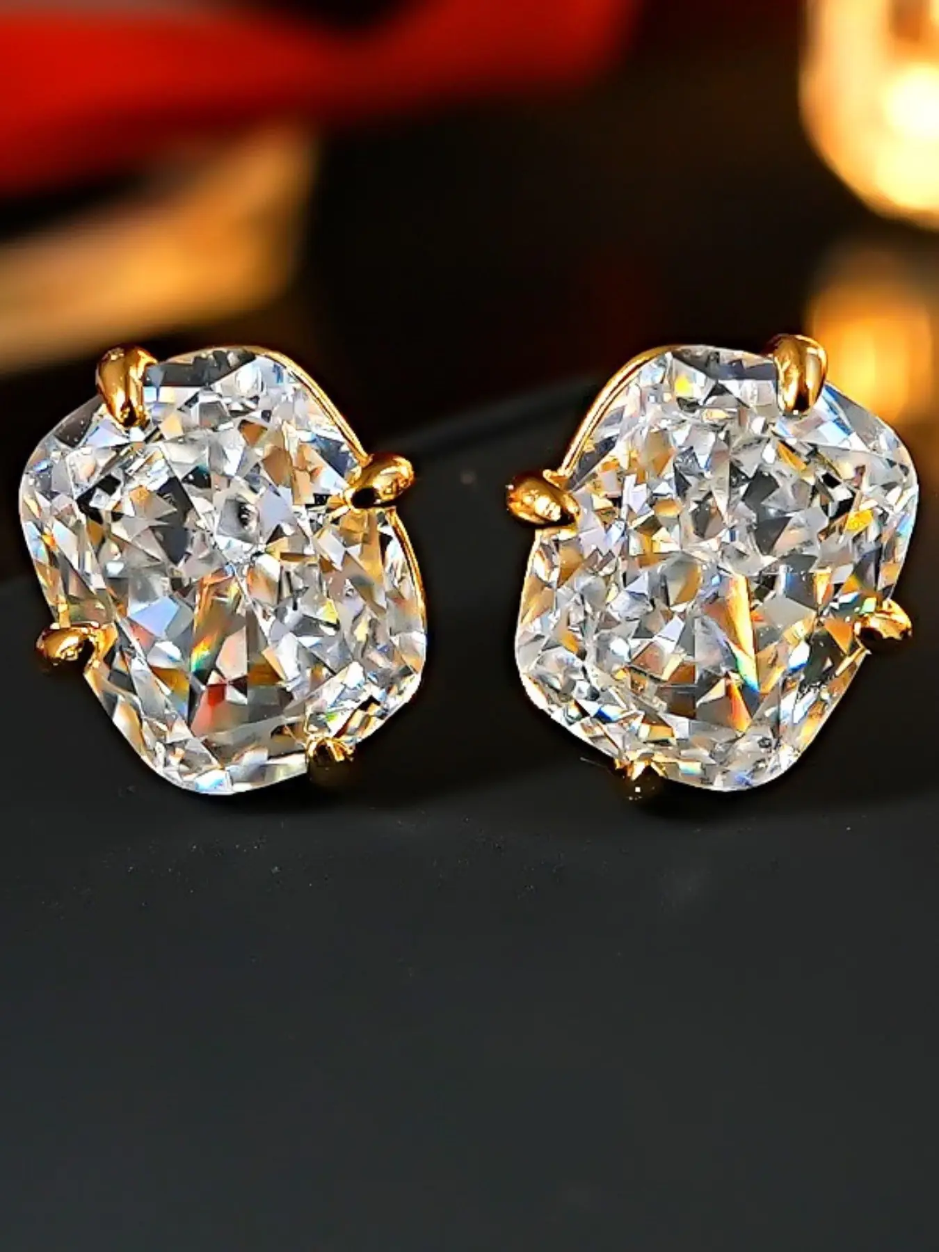Romantic Cubic Zirconia Stud Earrings for Women, Shining Earrings, Bride Ear Studs for Party, Engagement, Anniversary, Ideal Valentine's Day Gift