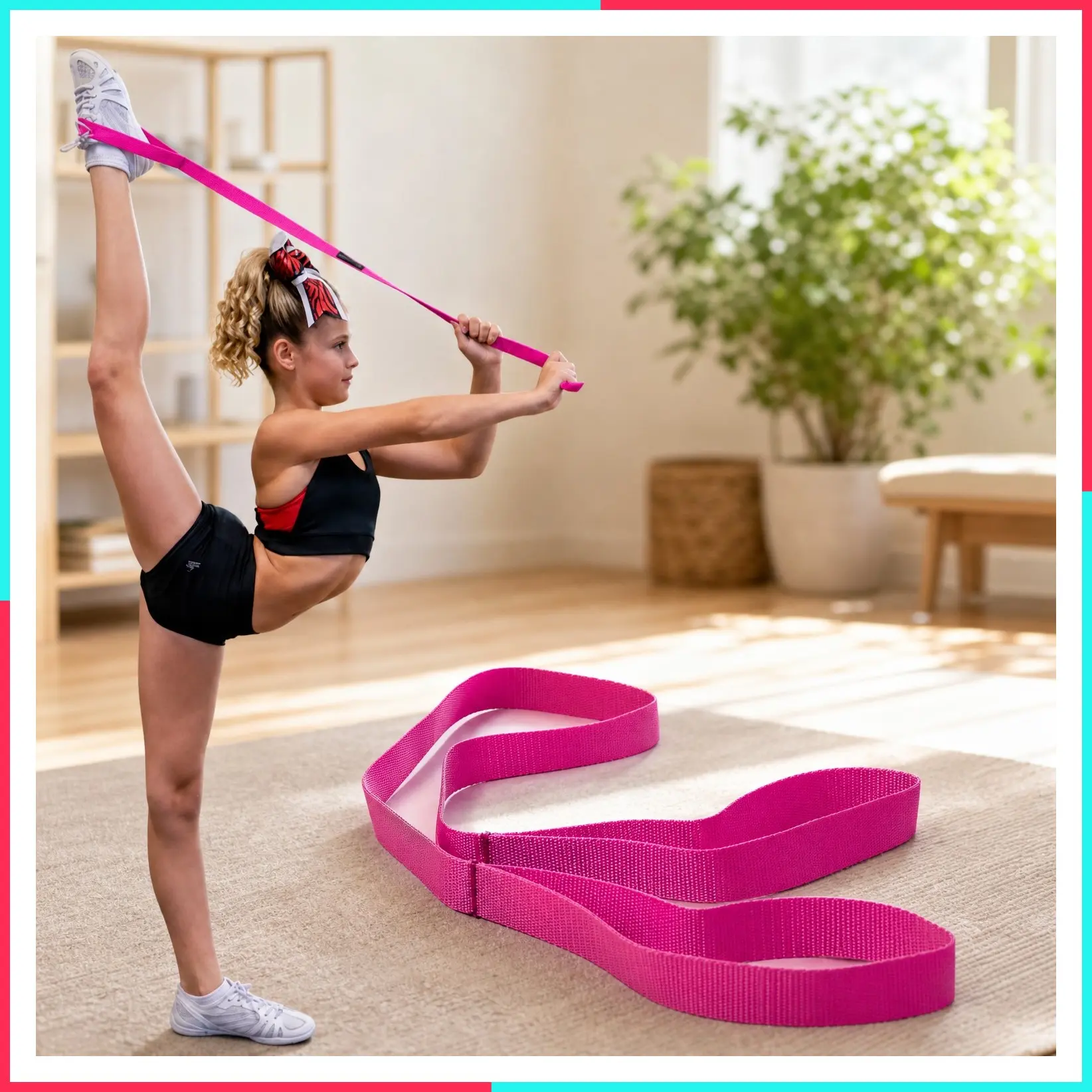 Kinetic Bands Cheerleading Flexibility Stunt Strap - Improve Stretching & Stunts for Cheer, Dance, Gymnastics & Physical Therapy - Stocking Stuffer Gift for Kids, Girls & Adults - 12 Colors