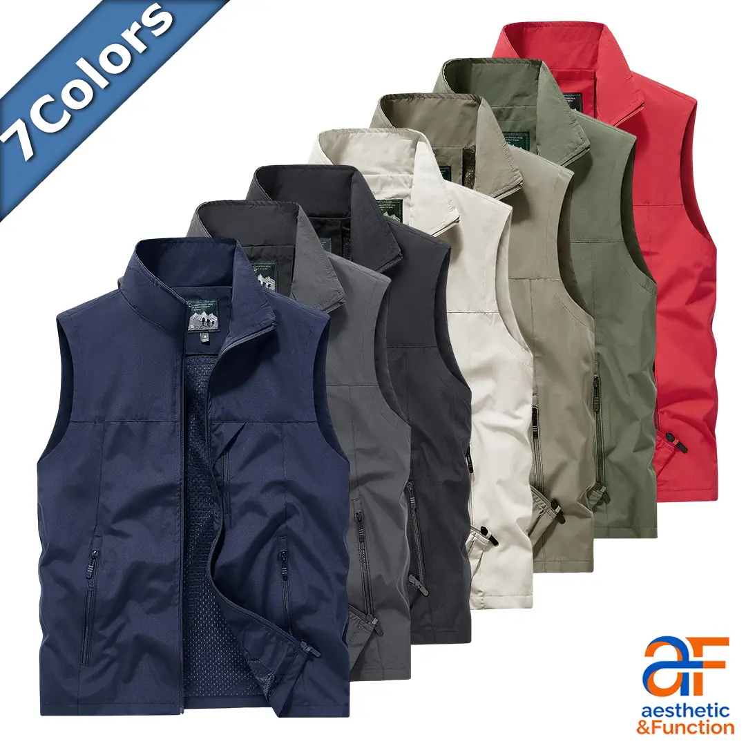 Men's Lightweight Utility Vest with Contrast Mesh, Breathable Activewear with Secure Zipper Pockets for Outdoor Adventures, Menswear