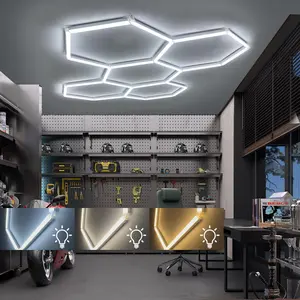 Hexagon LED Lights: 3 Colors 3000K 4000k 6500K 5  Hexagon Garage Lights Super Bright  Detailing Ceiling LED Shop Light for Warehouse Workshop Gym Basement (5 hex 3 Colors)