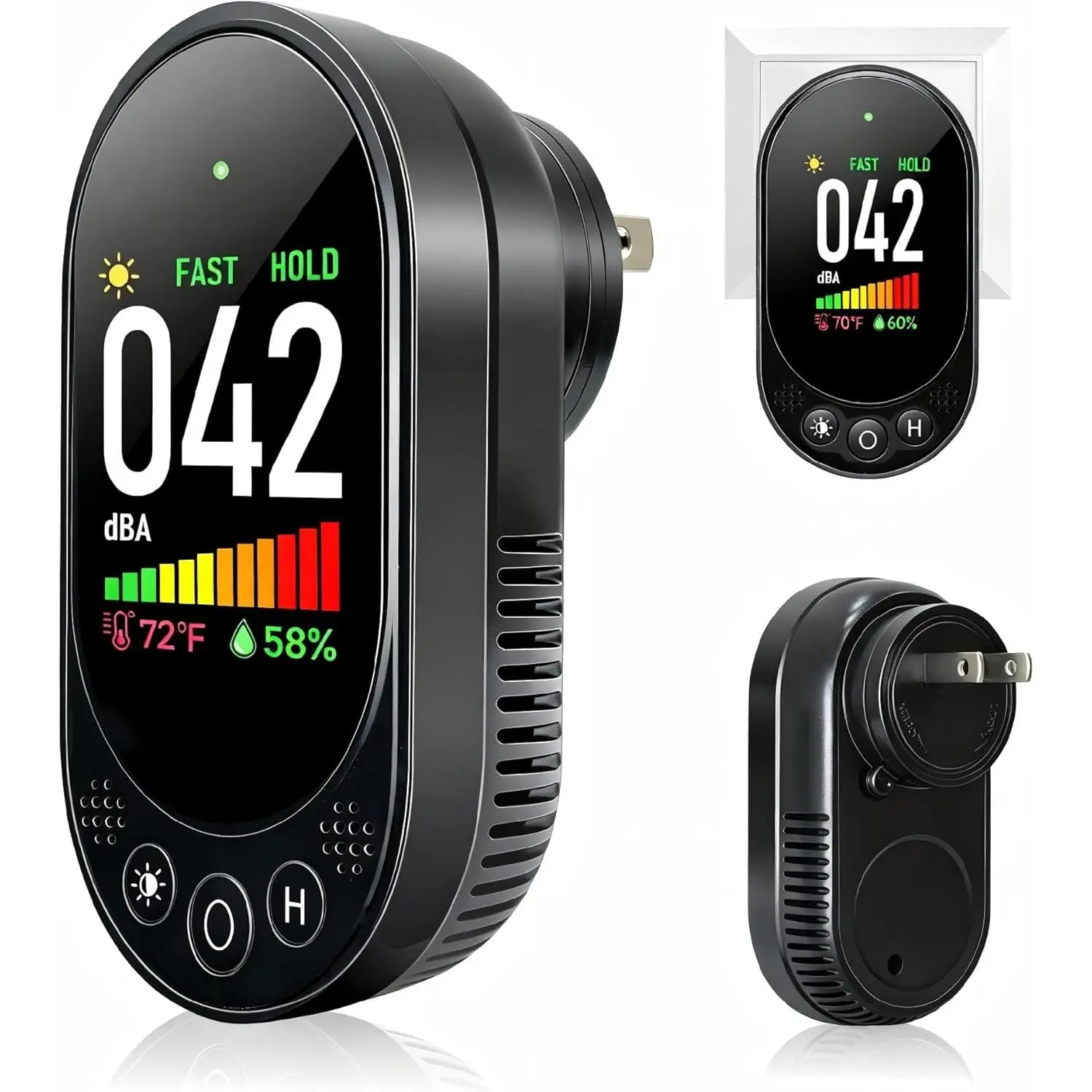 Decibel Meter, Plug-in Sound Level Meter, 3-in-1 Sound Decibel Meter & Noise Decibel Meter, Decibel Meter Sound Level Reader for Wall, Apartment, Classroom, RV & Home, 30-130dBA
