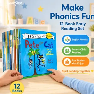 Pete the Cat I Can Read Phonics Natural Reading Book Set, 12 Books for Early Learning, English Language Development