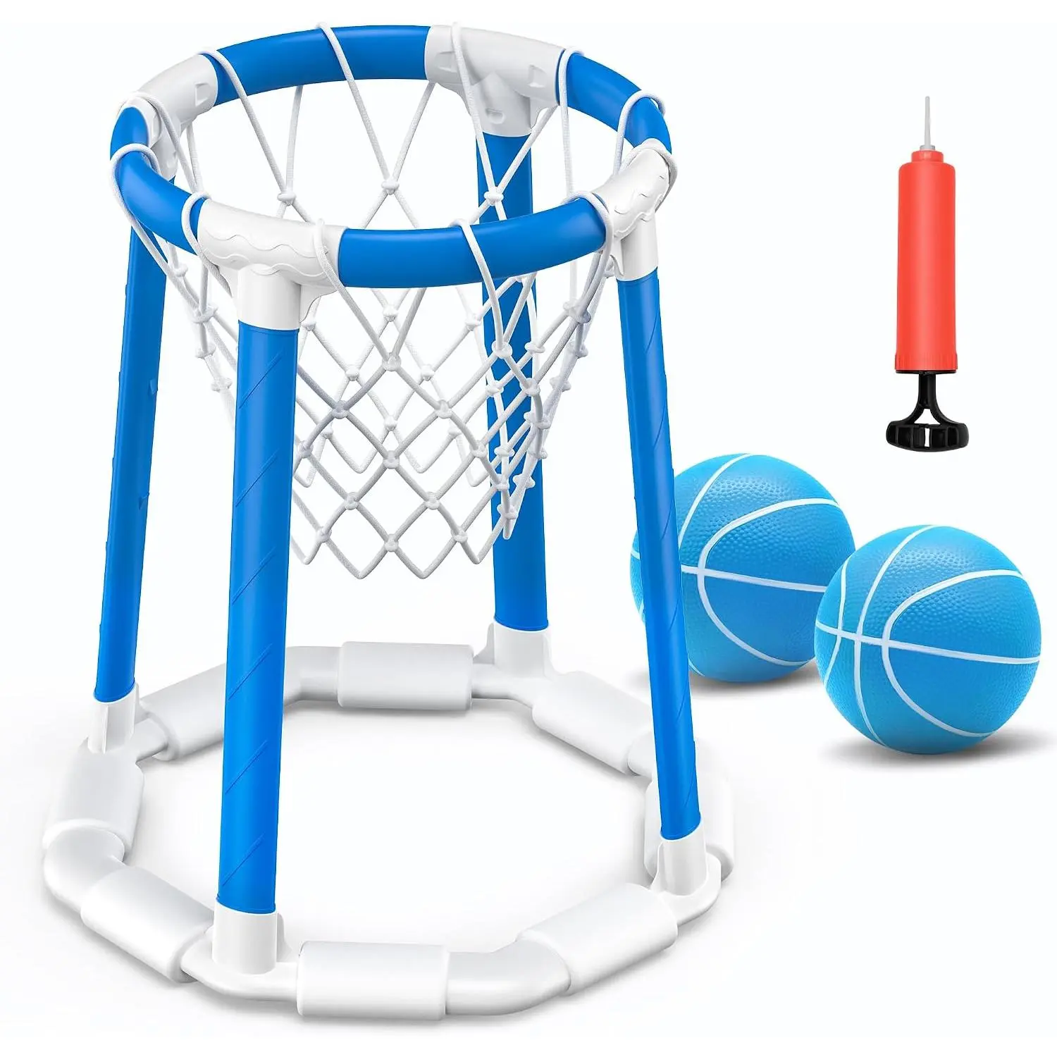 Floating Pool Basketball Hoop Complete Package - 2 Basketballs, 1 Pump, Convenient Storage, Entertainment for Every Age Group, Ideal for Party, Gathering, Indoor Outdoor Use