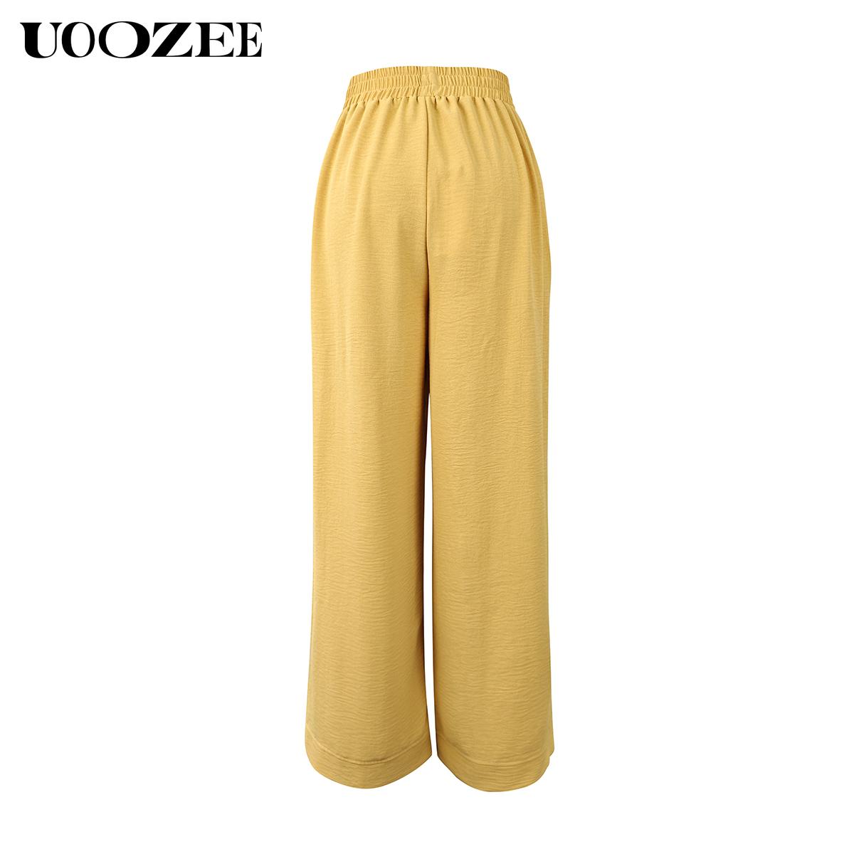 UOOZEE Women's Spring Summer Trend Look Loose Elastic Waistband with Pockets Wide Leg Pants & Oversized V-Neck Top Two-Piece Set, Spring Summer Casual/Work/Weekend Co-Ord for Women UOOZEE Women's Spring Summer Trend Look Loose Elastic Waistband with Pockets Wide Leg Pants & Oversized V-Neck Top Two-Piece Set, Spring Summer Casual/Work/Weekend Co-Ord for Women
