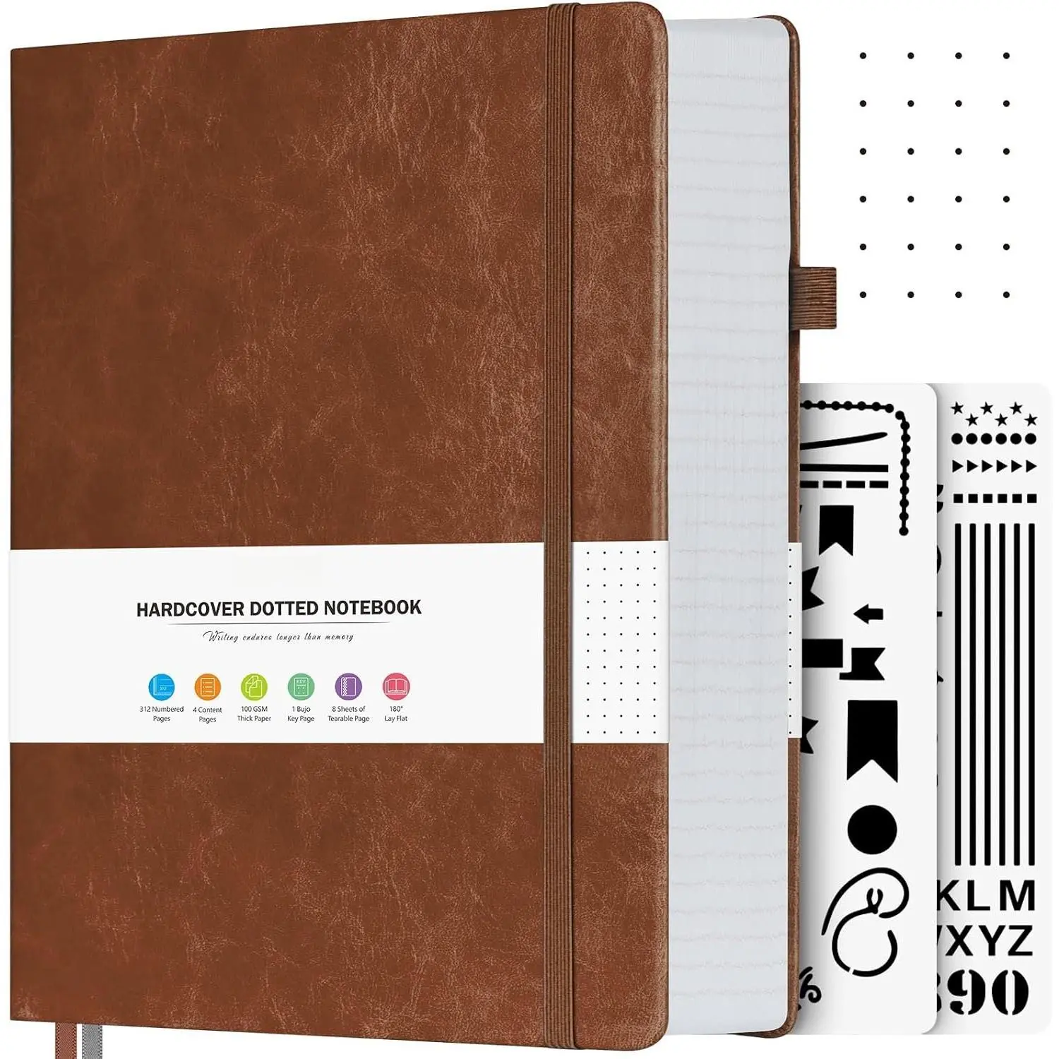 Dotted Journal, 312 Numbered Pages Leather Dot Grid Notebook, A5