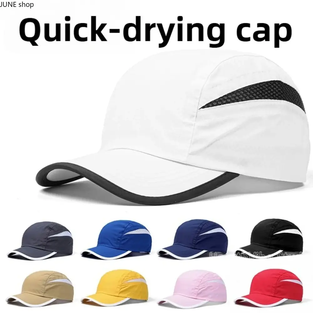 Unisex Adjustable Quick-Drying Snapback Baseball Cap - Structured Brim, Breathable 1-Size Headwear for Outdoor Running, Gym Training (Black, Blue), One-Size