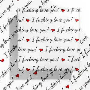 WRAPAHOLIC Funny Valentine's Day Wrapping Paper Sheet - 6 Sheets I Fucking Love You Design Folded Flat for Wedding, Anniversary, Birthday, Party - 19.7 Inch X 27.5 Inch Per Sheet