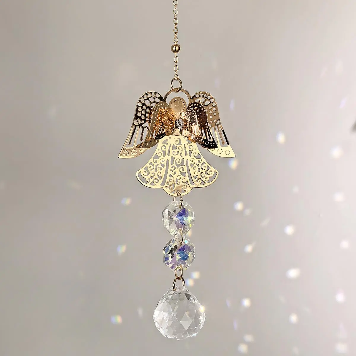 1pc, Angel Wind Chime, for Garden Lover, Angel Wind Chime Suncatcher, Indoor Outdoor Window Hanging Garden Ornament Decoration, Rainbow Maker, Hanging Crystal Prism Decor, Unique Gift for Nature Lovers, Angelic Spring Decor, Home Decor