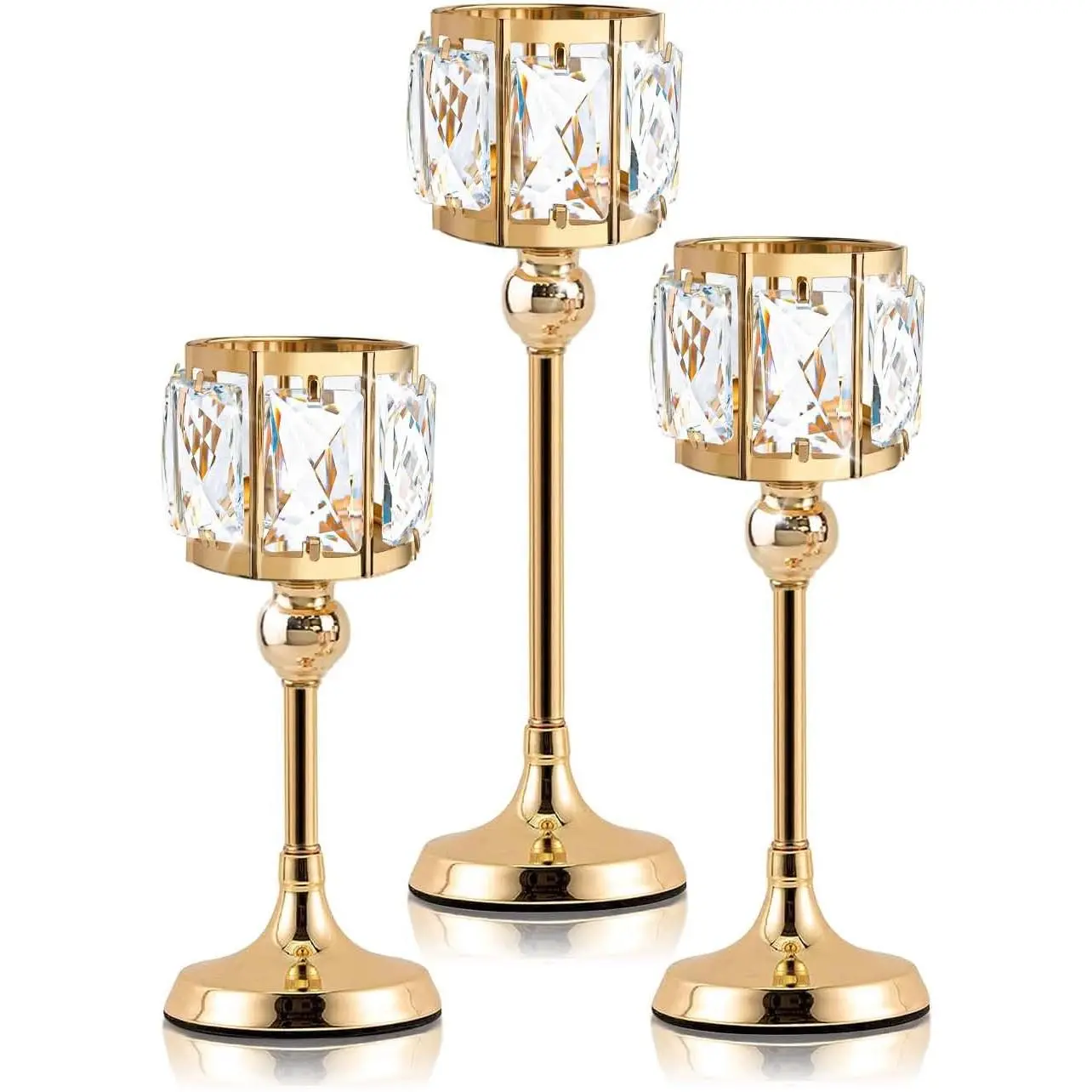 Set of 3 Cup  Tealight Candle Holders, Centerpieces for Table Wedding Centerpieces  Decorative Tealight Candle Dining Table Candle Holder Decor for Party (8.7"+10.6"+12.2", )