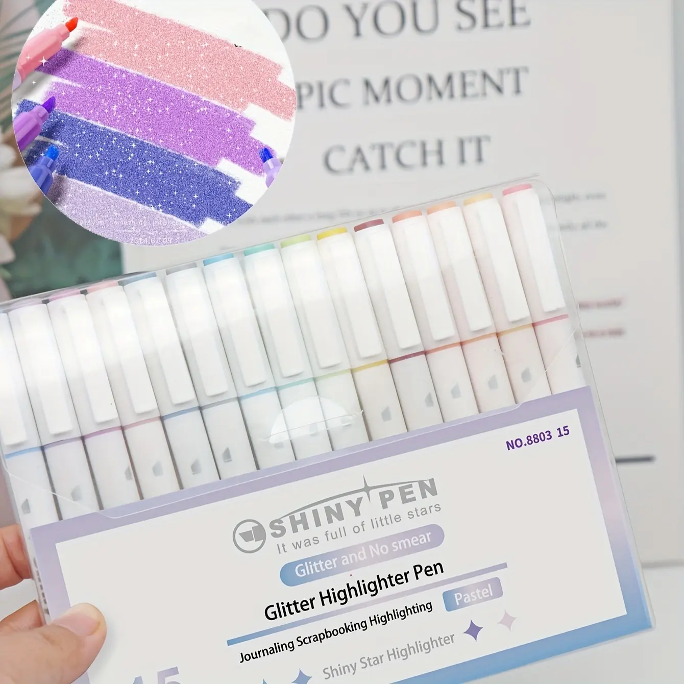 15pcs Sparkle Glitter Highlighters Art Shimmer Pens for Journaling, Painting, Scrapbooking & School Supplies