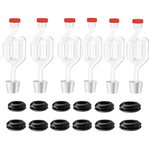 Twin Bubble Airlock Set [6 Pack], Brew Kits Airlocks for Fermenting,Fermentation Airlock with 6 Stoppers + 12 Grommets
