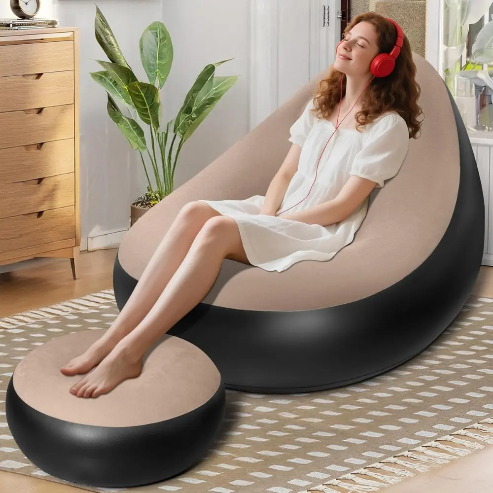 Inflatable Chair for Adults,Portable Inflatable Chairs with Ottoman and Air Pump