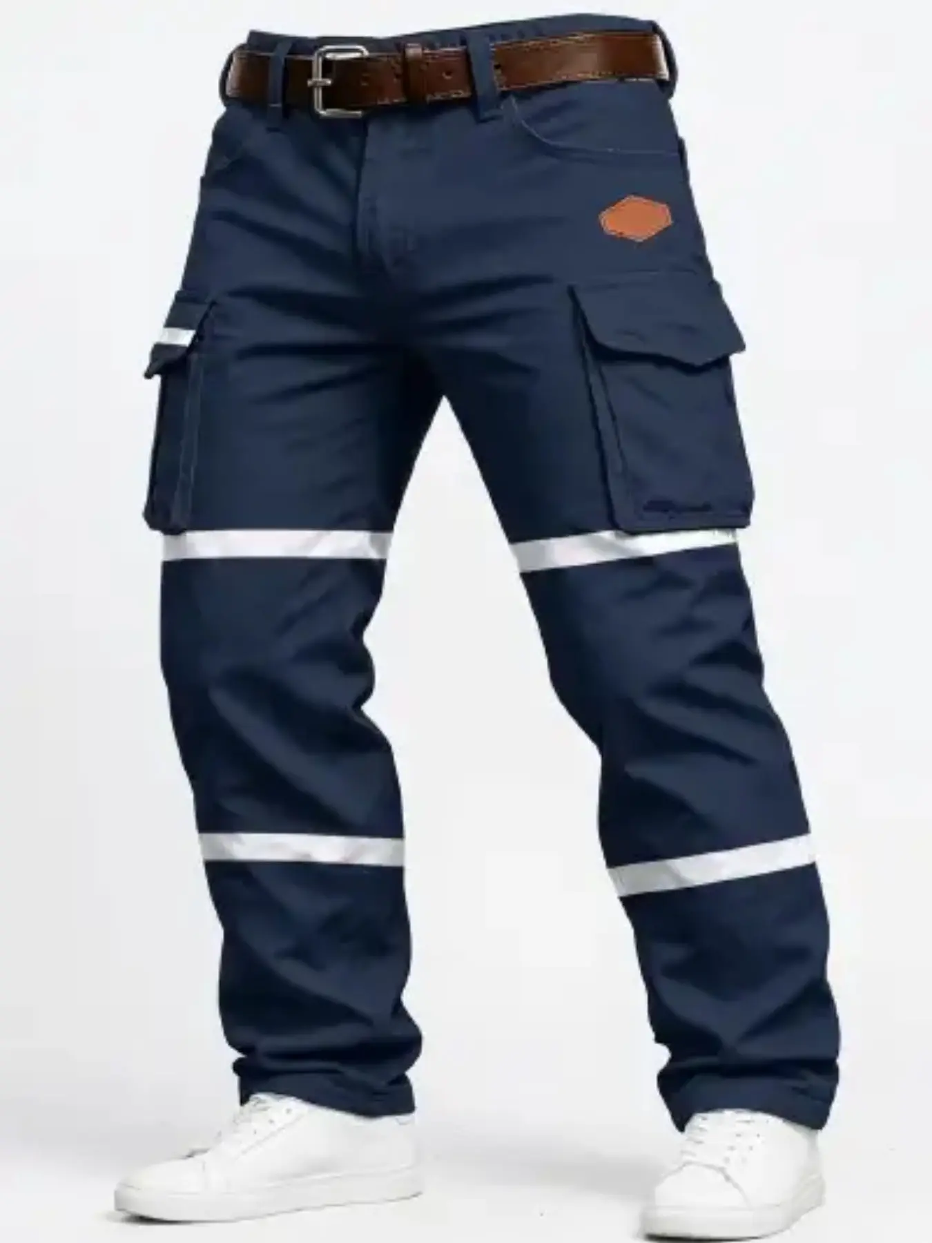Men's Military Work Pants, Multi-Pocket Straight Leg, Durable Tear-Resistant Fabric, Safety Long Pants for Construction Outdoor Jobs, Technical Work Slacks