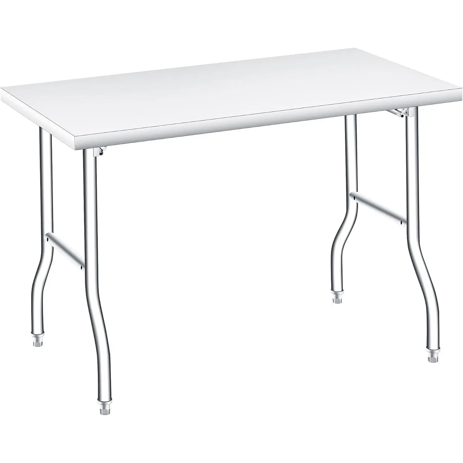 Heavy Duty Folding Stainless Steel Prep Table, 400 LB Capacity Workbench. No Assembly, Food Safe Surface for Kitchen, Outdoor Cooking, Camping, Garage. Portable Collapsible Utility Table, Easy Clean & Storage. 48x24 Inch Silver