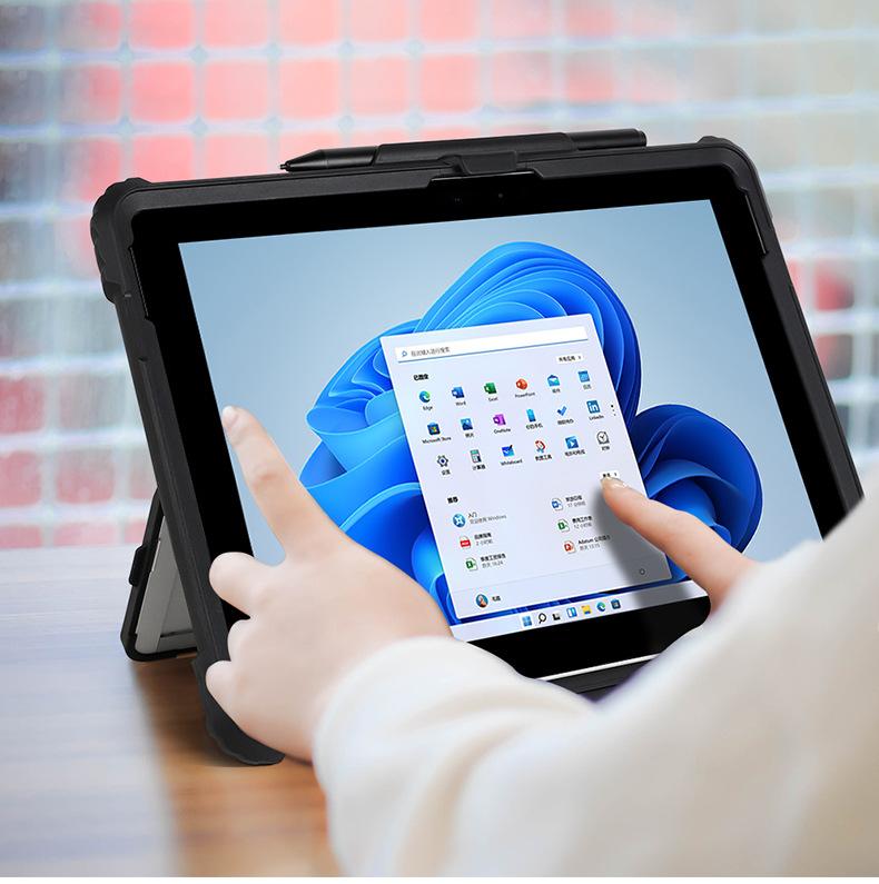 Heavy Duty Shockproof Case for Microsoft Surface Pro 7/8/9/X, Surface Go 4/3/2/1, Soft TPU Protective Cover with Built-in Pen Holder & Magnetic Bluetooth Keyboard Support, Rugged Full Body Protection for Surface Tablet