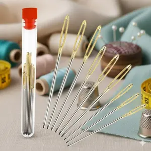 Stainless Steel Knitting Needle Set with Non-Slip Grips, Blunt Safe Tips, multi-Sizes. Includes Yarn Darning Hooks, Portable Case, Beginner Diy knitting Kit, Durable Anti-Rust Tools for Crafts & Handmade Projects.