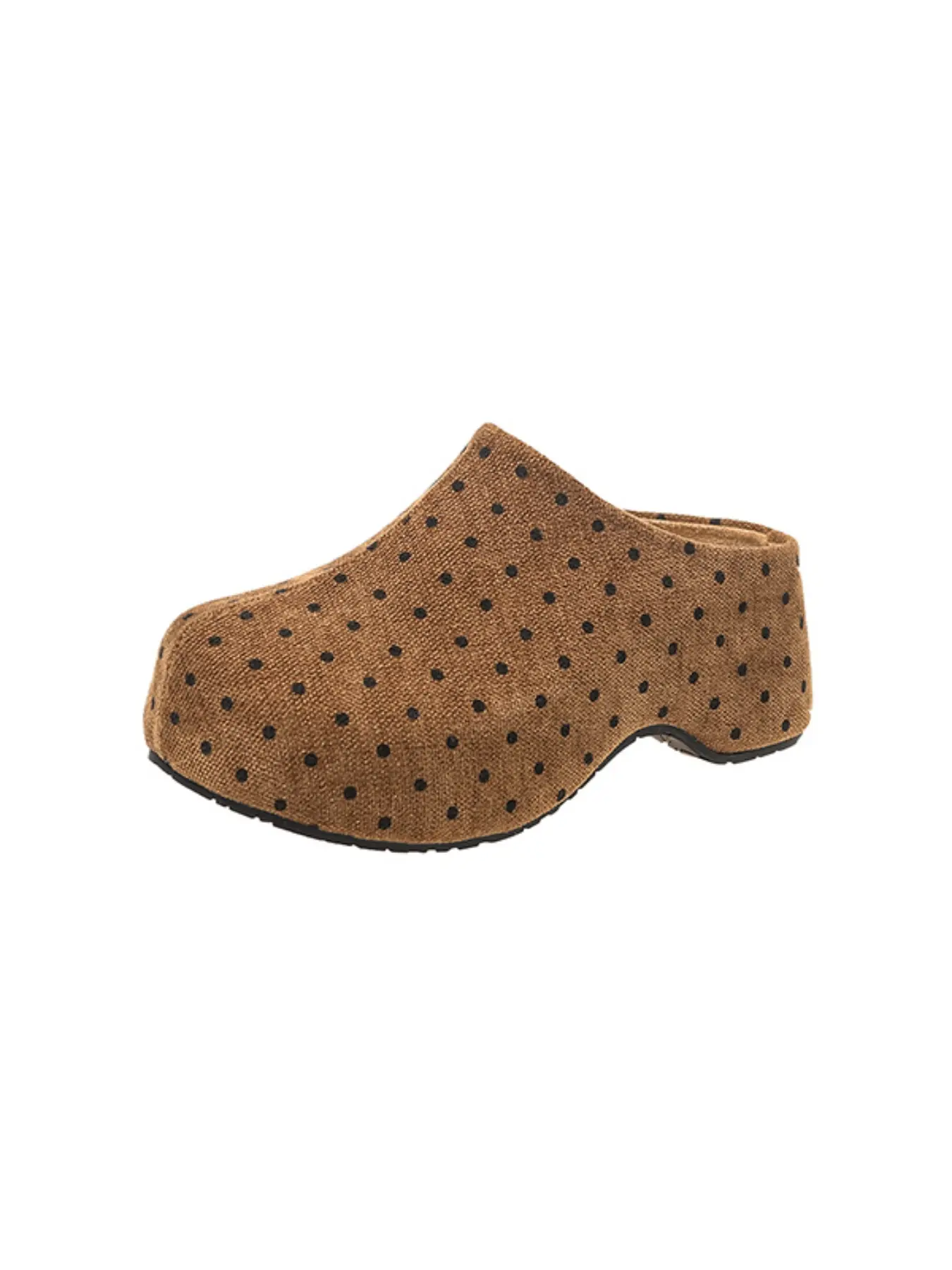 Vintage Polka Dot Platform Mules Clogs For Women, 7CM Invisible Hidden Wedge Heel Slip On Backless Clog Slippers, Casual Daily Streetwear Shoes