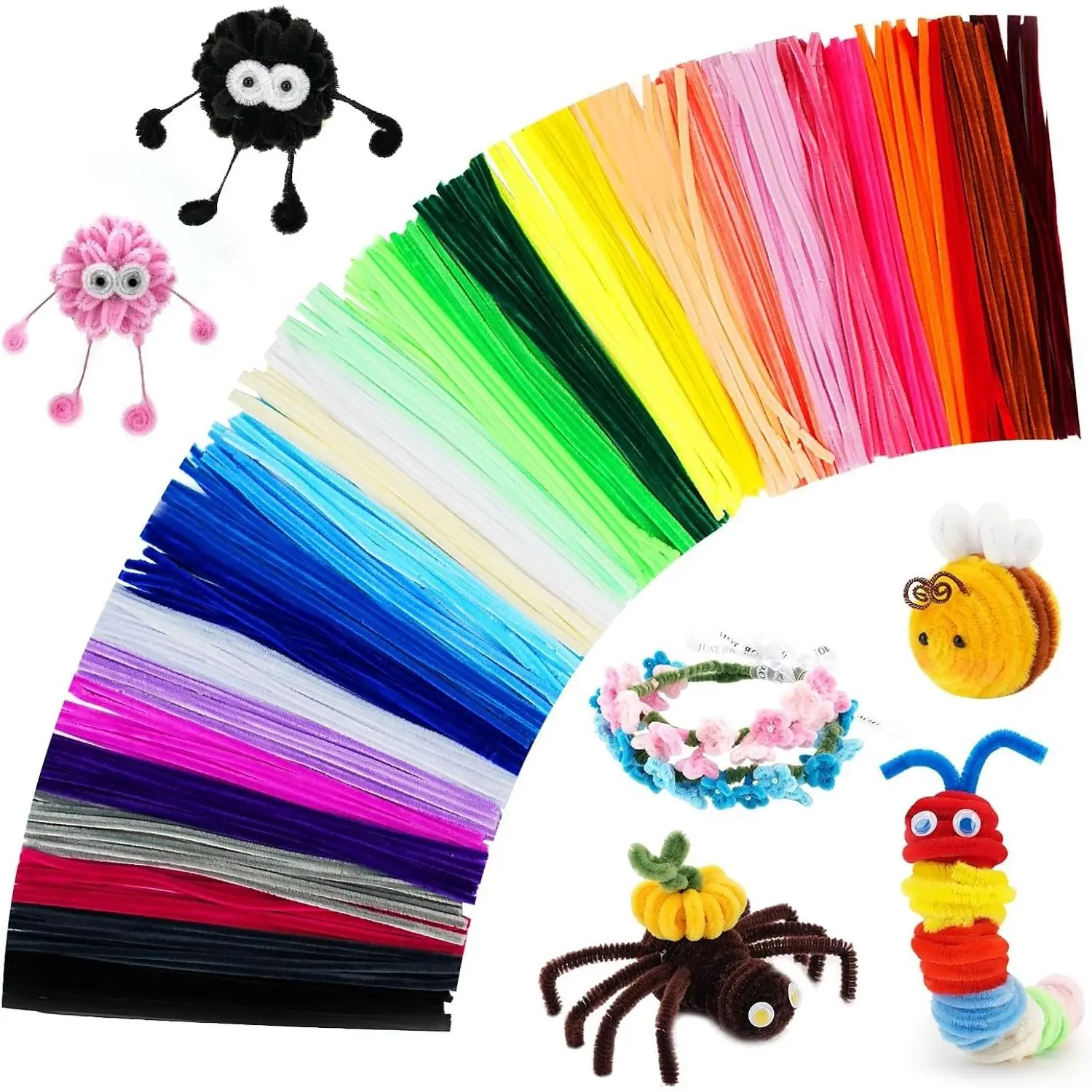 1200PCS Pipe Cleaners Bulk, Multi-Color Chenille Stems for Arts and Crafts Supplies, DIY Projects, Room Decor, Christmas Decorations, Creative Toys Gift (12 inch x 6 mm, 48 Colors)Gift