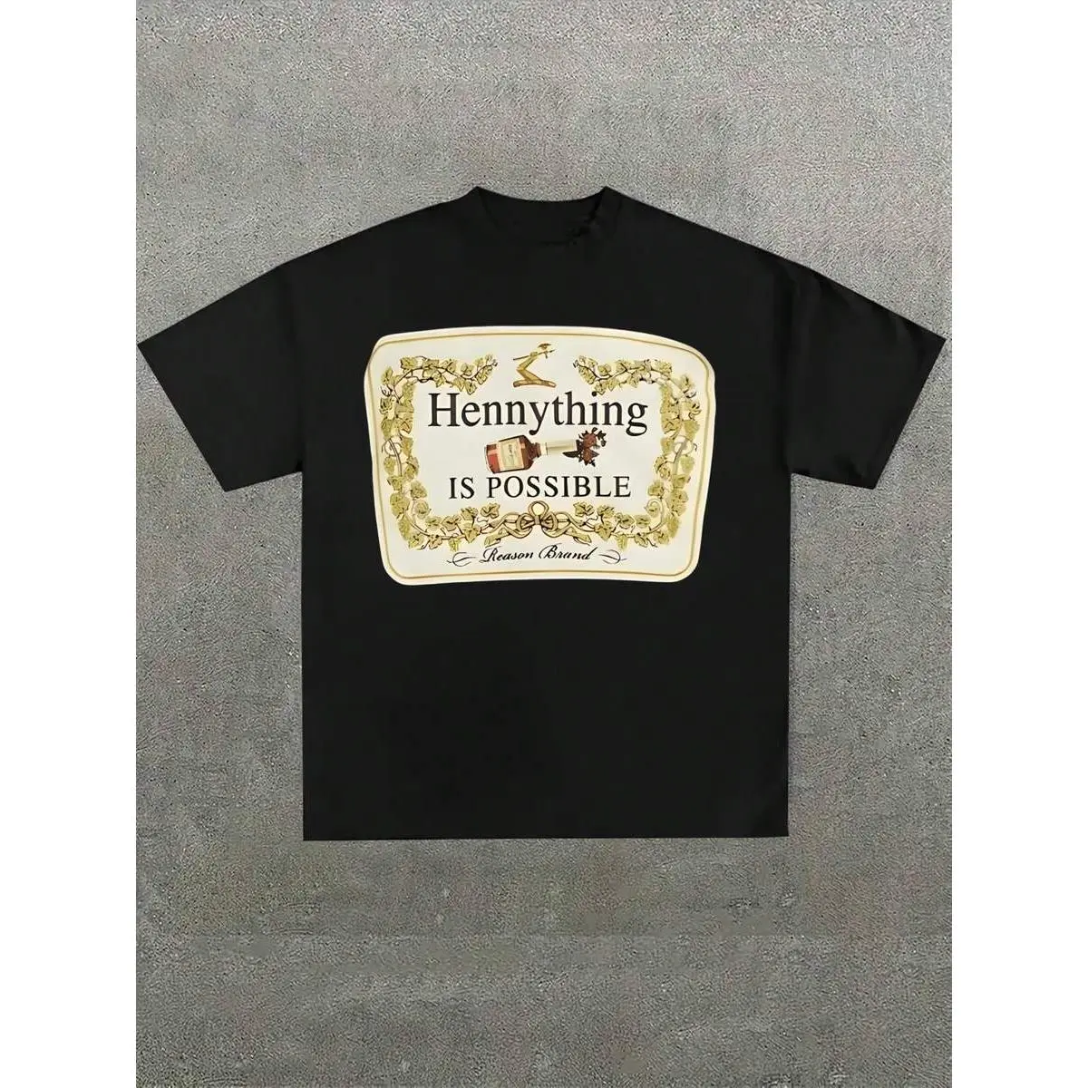 Plus Size Men's,Hennything Is Possible T-Shirt ,(1 Pcs )100% Cotton Casual Printed T-Shirt,Crew Neck Short Sleeve,220g  Cotton T-Shirt,For Going Out