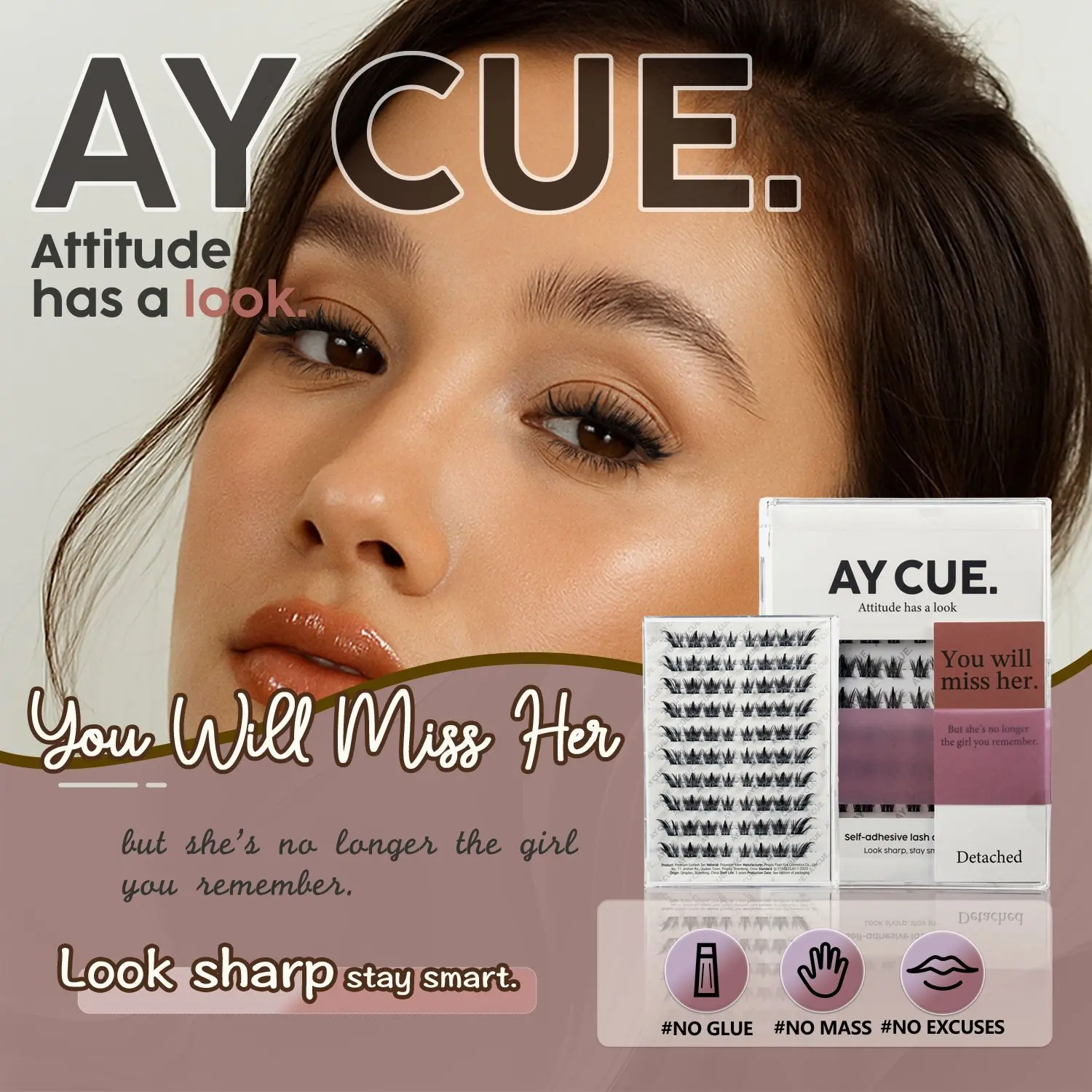 Self-adhesive Lash Clusters C Curl 10-14mm 80Clusters Glue-free Eyelashes Extensions for Natural Look Easy Application