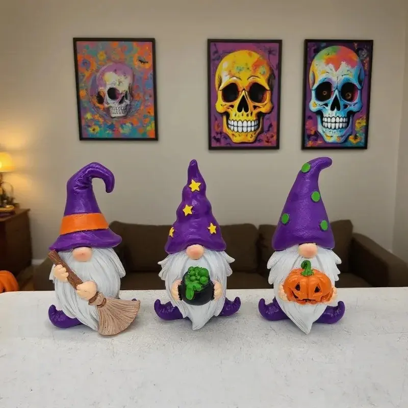 Halloween Gnomes Decorations Handmade Scandinavian Figurines With Wizard Hat Boo And Pumpkin - Home Table Decor Gifts