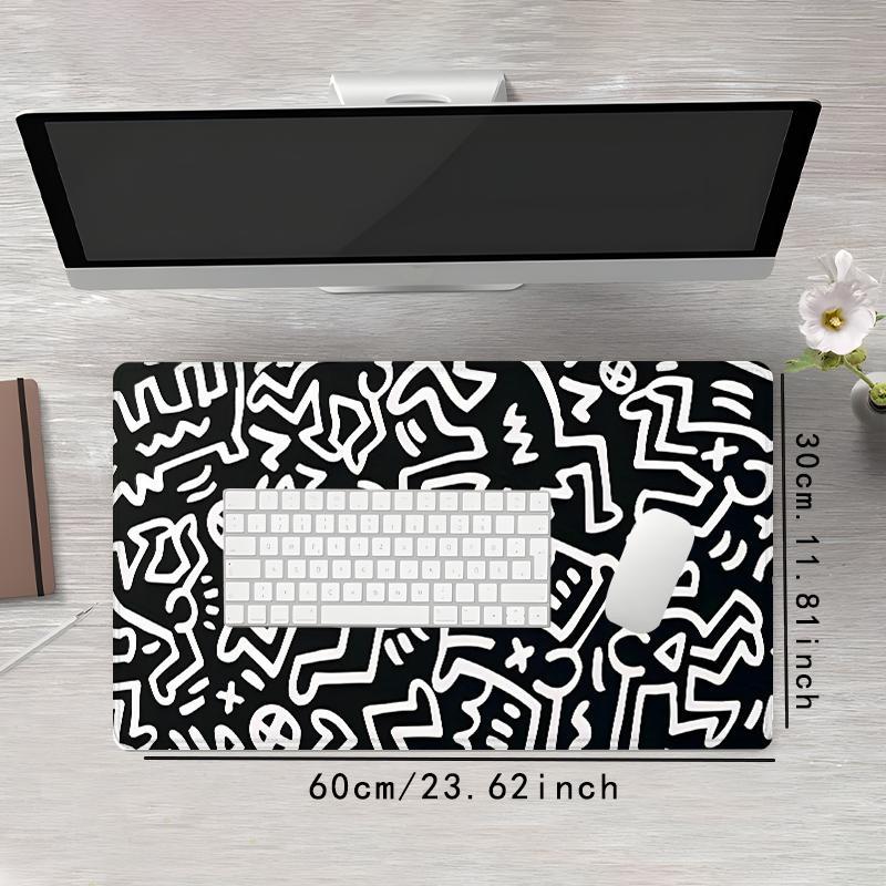 Abstract Graffiti Pattern Mouse Pad, 1 Count Creative Computer Desk Mat, Mouse Mat, Gaming Mouse Pad with Non-slip Rubber Base, Keyboard Mat, Office Desk Accessories