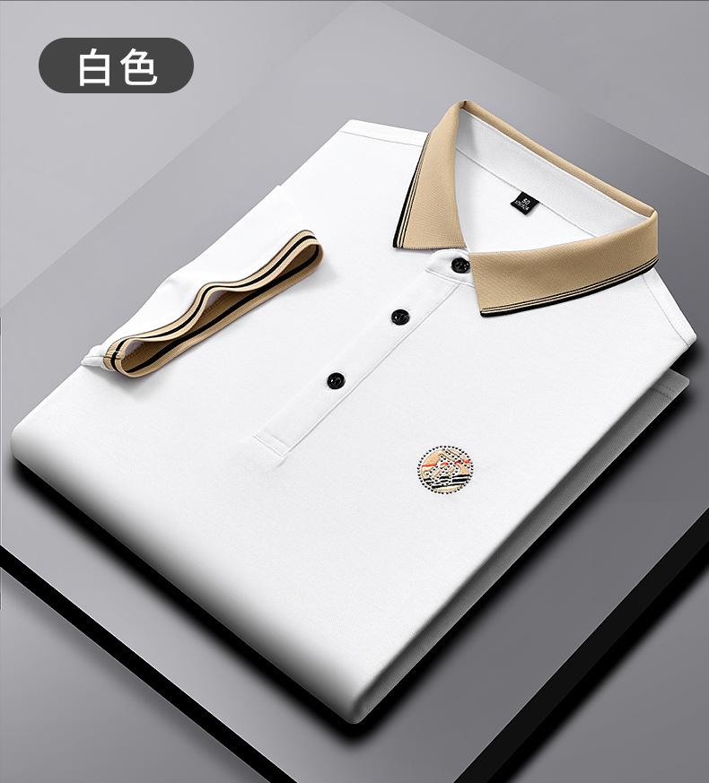New Summer Business Casual Lapel T-shirt Light Luxury High-end Short Sleeve Exquisite Embroidery Polo Shirt Tee