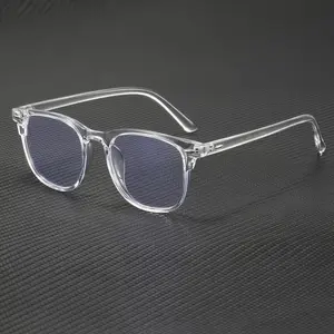 1pc Unisex Oval Full-Frame Fashion Transparent Glasses Simple Clear PC Frame Lenses Comfortable Plastic Hinges for Computer Gaming TV Phone Use