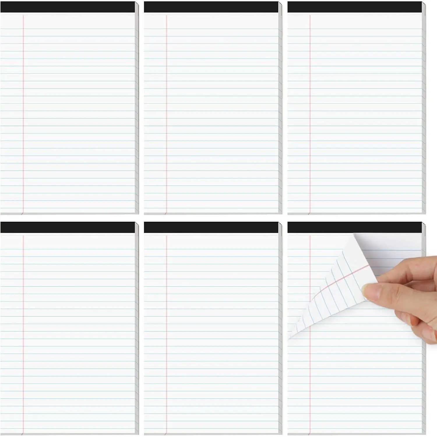 6 count Small Legal Pads 5x8 White, Narrow Ruled Small Note Pads 5x8,  Perforated Writing Pad, College Ruled Legal Notepads 5x8 for Study, Office, To-Do Lists(30 Sheets/Small Notepad)