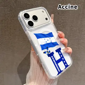 Honduras Flag Essence Pattern Magnetic Phone Case for iphone for 17 Pro Max 16 Plus 15 14 13 12 11 Air E  Non-Yellowing Shockproof Soft Silicone Transparent Acrylic Large Hole Cover Supports Wireless Charging
