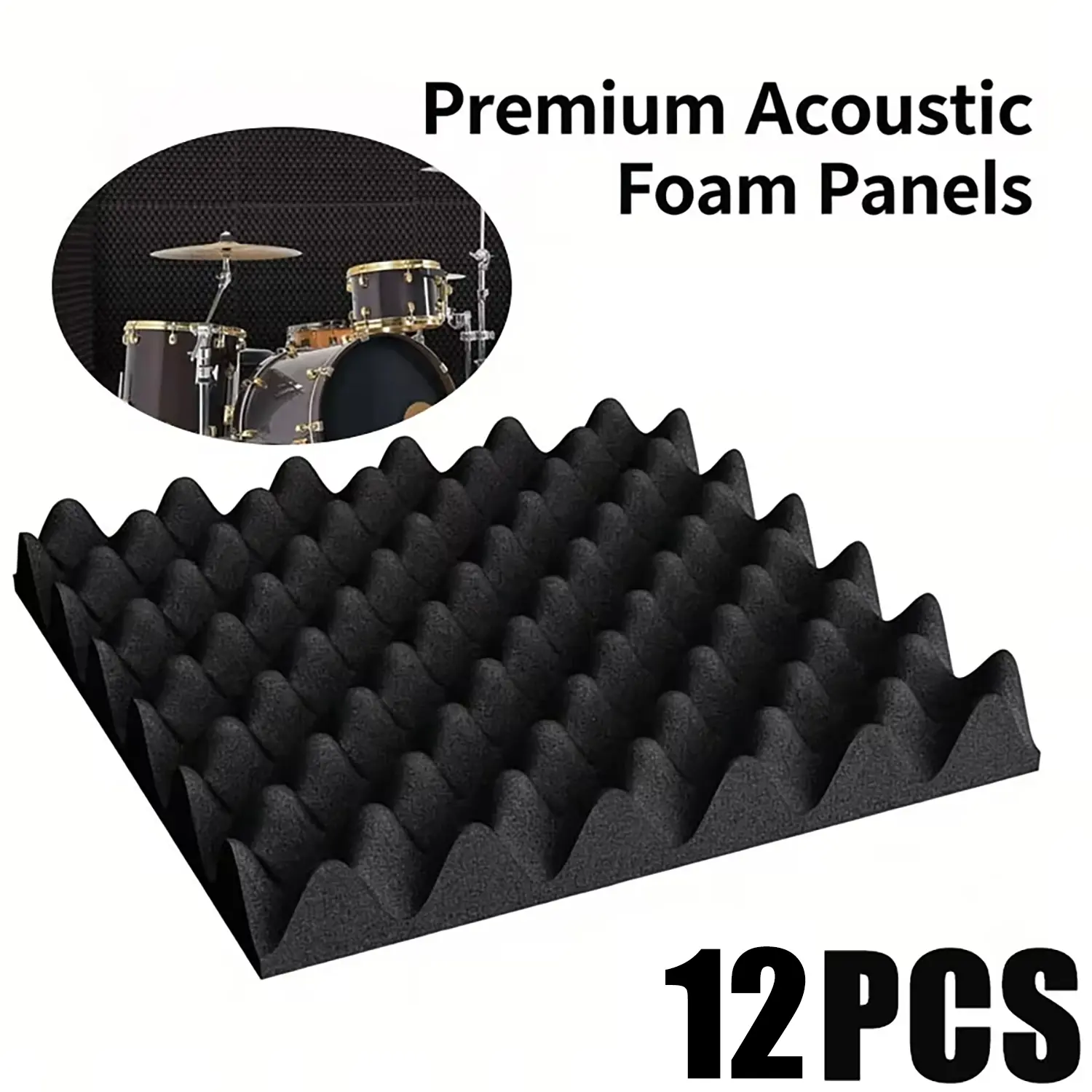 TMJD MISS Acoustics Studio 12PCS Soundproof Foam Panels Acoustic Panels Soundproof Wall Foam Tiles Noise Reducing for Home Studio Bedroom Sound Deadening
