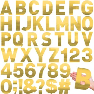 184 Pcs 6 Inch Giant Reflective Alphabet Letter Stickers DIY Adhesive Waterproof Vinyl Letter Numbers for School Glass Home Party Decor (Gold)