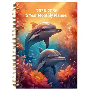 2026-2030 Monthly Planner/Calendar - January 2026 to December 2030, 5-Year Monthly Planner, Colorful Dolphin Themed Cover Design Notebook, Yearly Calendar Planning, Monthly Tabs, 60-Month Calendar, 5.5 x 8.3 inches, Thick Paper, Elastic Cover, Durable Dou