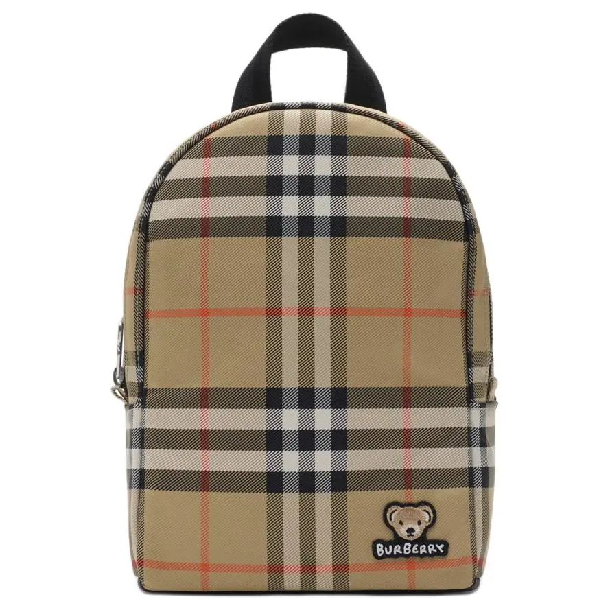 Burberry Logo Nylon Backpack for Kids, Small Size, Casual Style, Sand Color