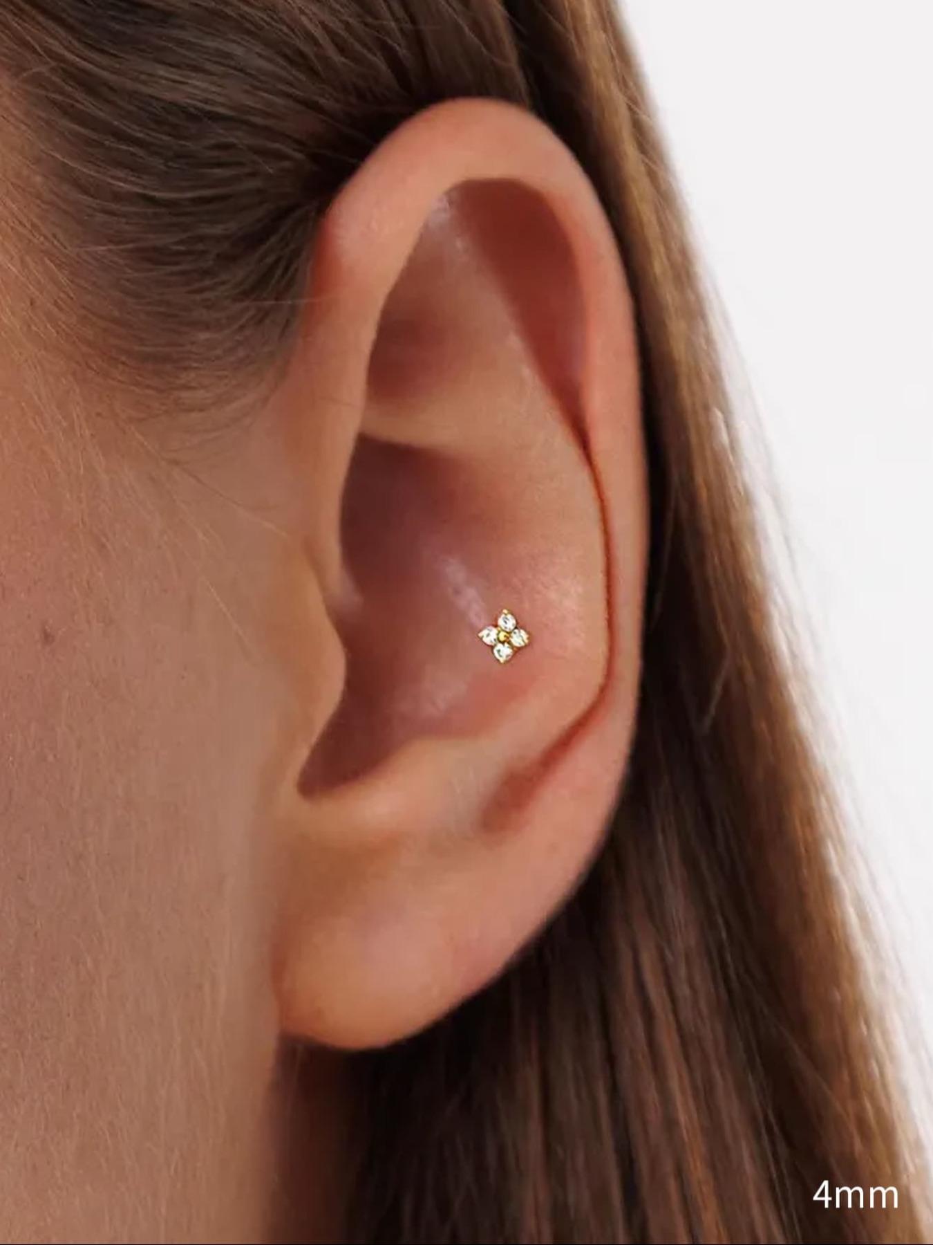 Tiny Gold Clover Design Stud Earrings, Fashionable Earrings for Women & Girls, Trendy All-match & Exquisite Jewelry for Birthday Gift