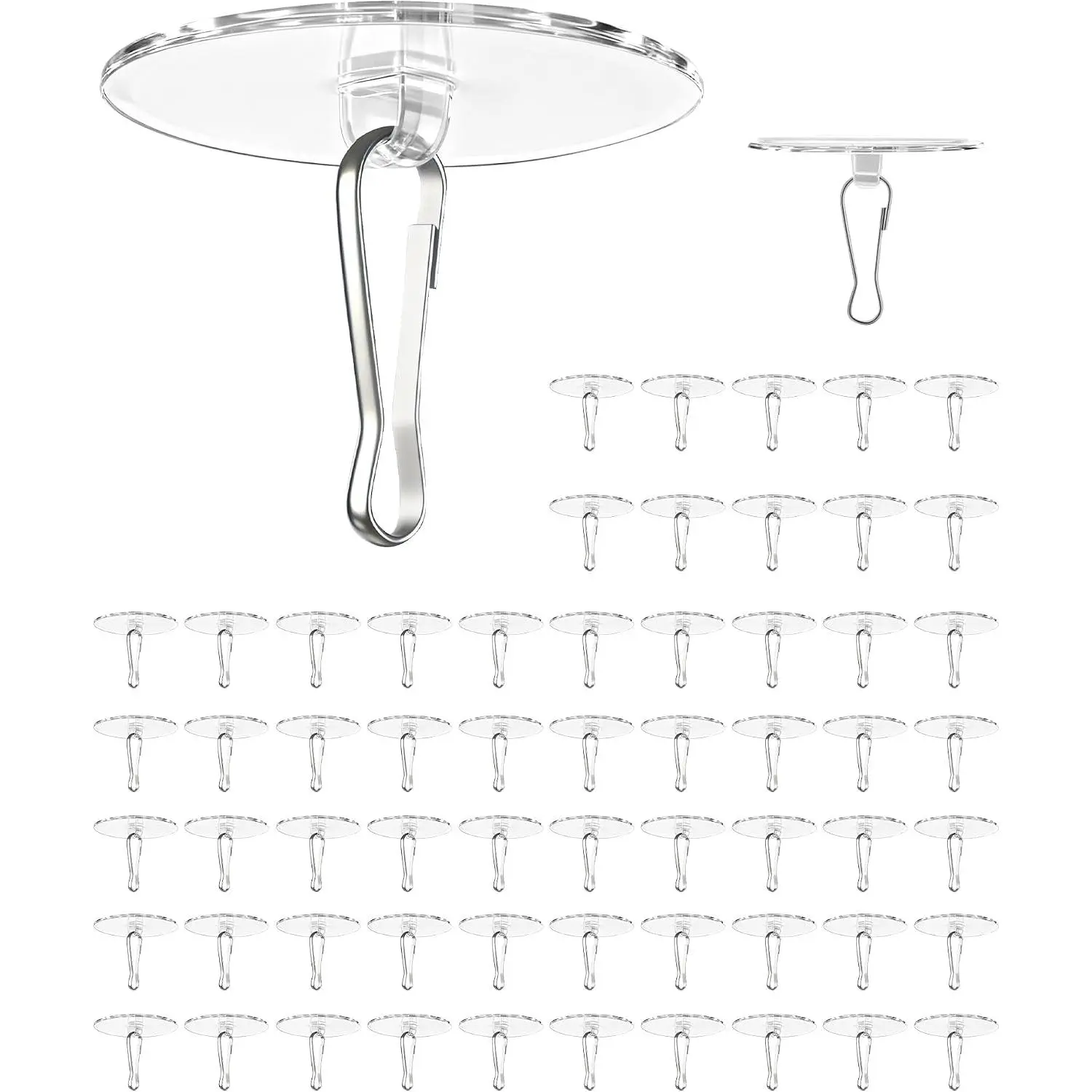 Adhesive Ceiling Hooks for  Decorations - 100 Pack No Drill Clear Sticky Ceiling Hanger for Decor - No  Hook for Halloween Christmas Decorations