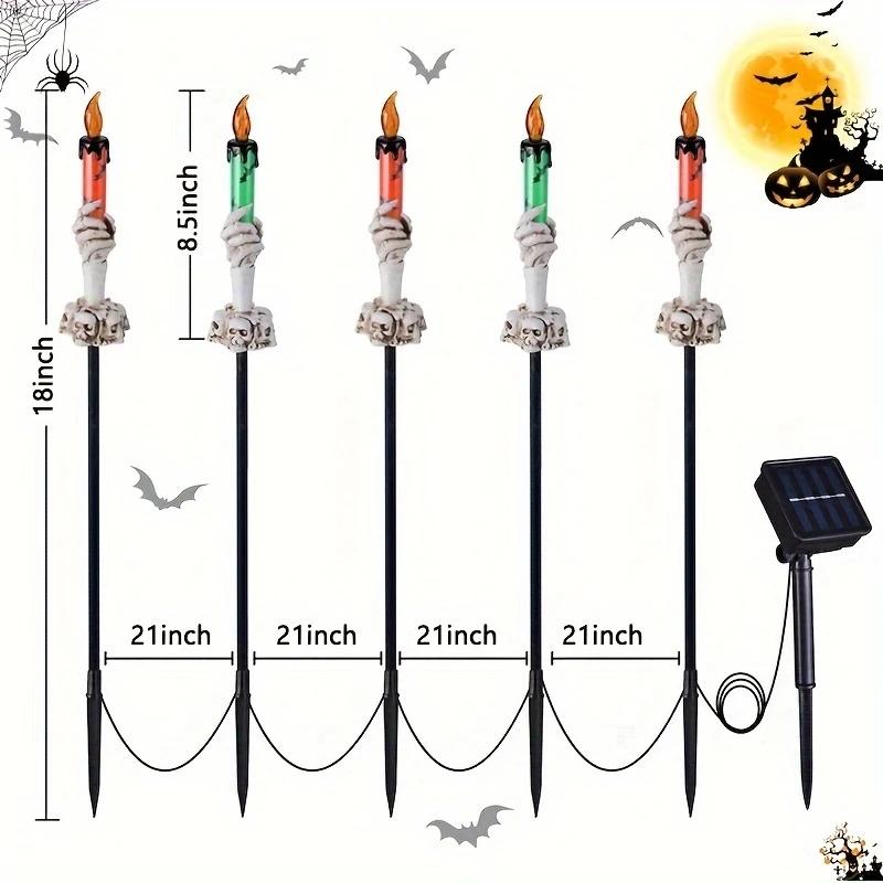 Solar Powered Skull Candle Light, 1 Box Halloween Themed Decorative Light, Outdoor Garden Decoration for Lawn, Front Porch, Yard, Garden, Ornaments, Outdoor Decorative Lights