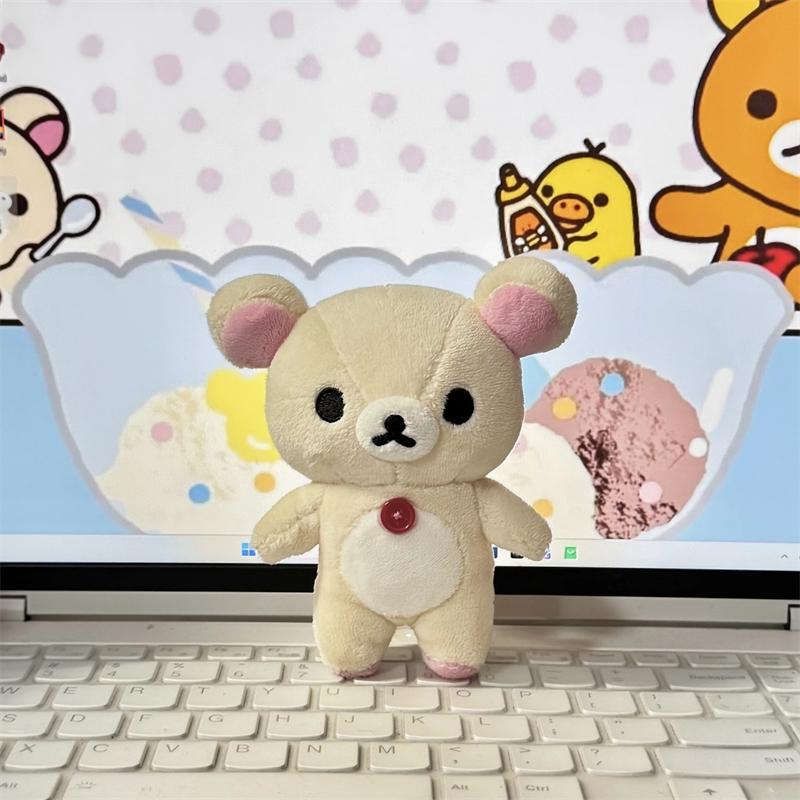 12cm Kawaii Rilakkuma Korilakkuma Plush Toy Keychain Kawaii Brown White Bear Stuffed Bag Charm Cute Birthday Gifts Girl