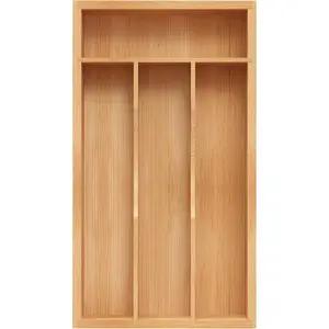 Small Silverware Organizer, Bamboo Kitchen Drawer Organizer, Utensil Holder, Cutlery Tray & Spoon Flatware Storage with Grooved Drawer Dividers (6.7''W x 12''D)
