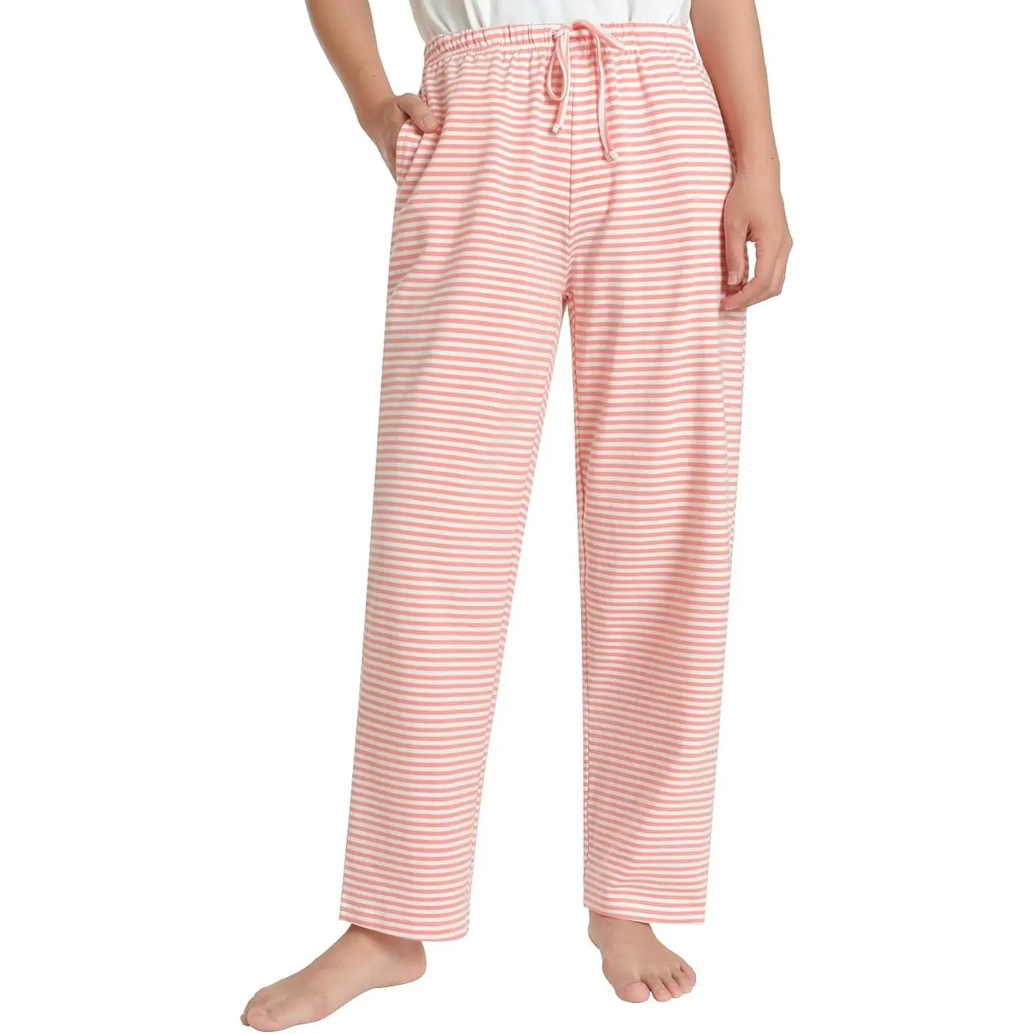 Women's Petite Pajama Pants Petite Size Cotton Striped Pj Bottoms