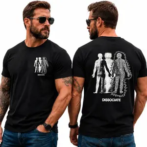 Cotton Short Sleeve Vintage Acid Wash Oversized Drop Shoulder Loose Hip Hop Baggy Retro Basic Tees Shirts With Dissociate Abstract Figures  For Men Women -  tees Graphicviral tiktok shirt