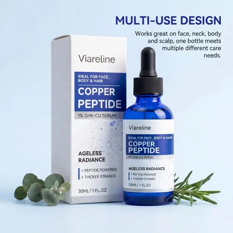 Copper Peptide Serum 1% GHK Cu Hydrating Face Body Scalp Fine Lines Even Skin Tone Brightening Gentle Formula Daily Care 30ml