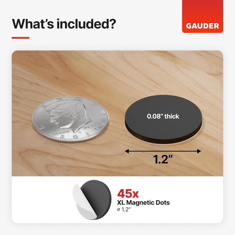 Large Magnetic Dots | Flexible Sticky Magnets (Each 1.2") | Magnetic Stickers