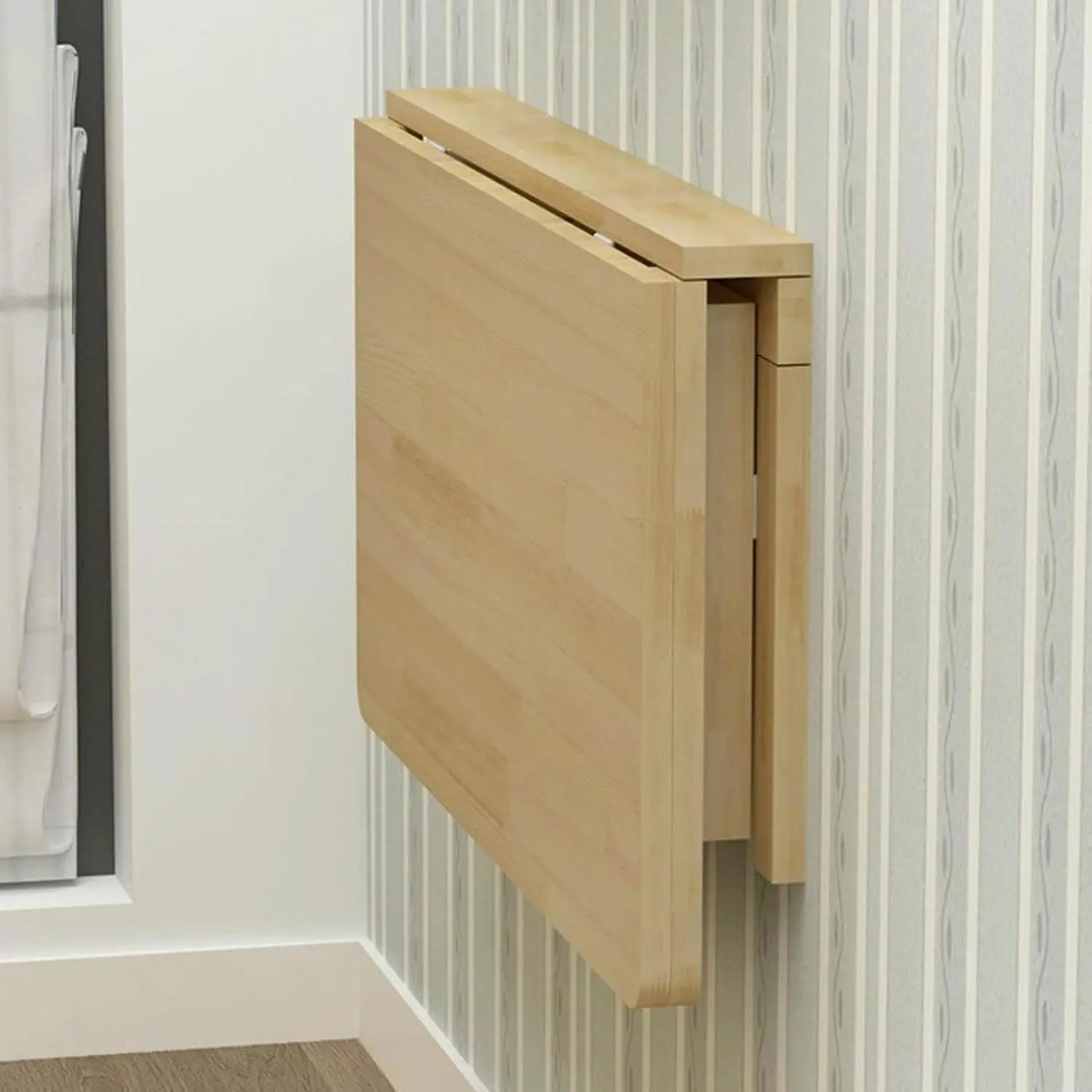 Wall Mounted Folding Table, Floating Desk for Small Spaces, Solid Wood Laundry Folding Table, Home Bars and Dining Establishments, 50 x 30 cm