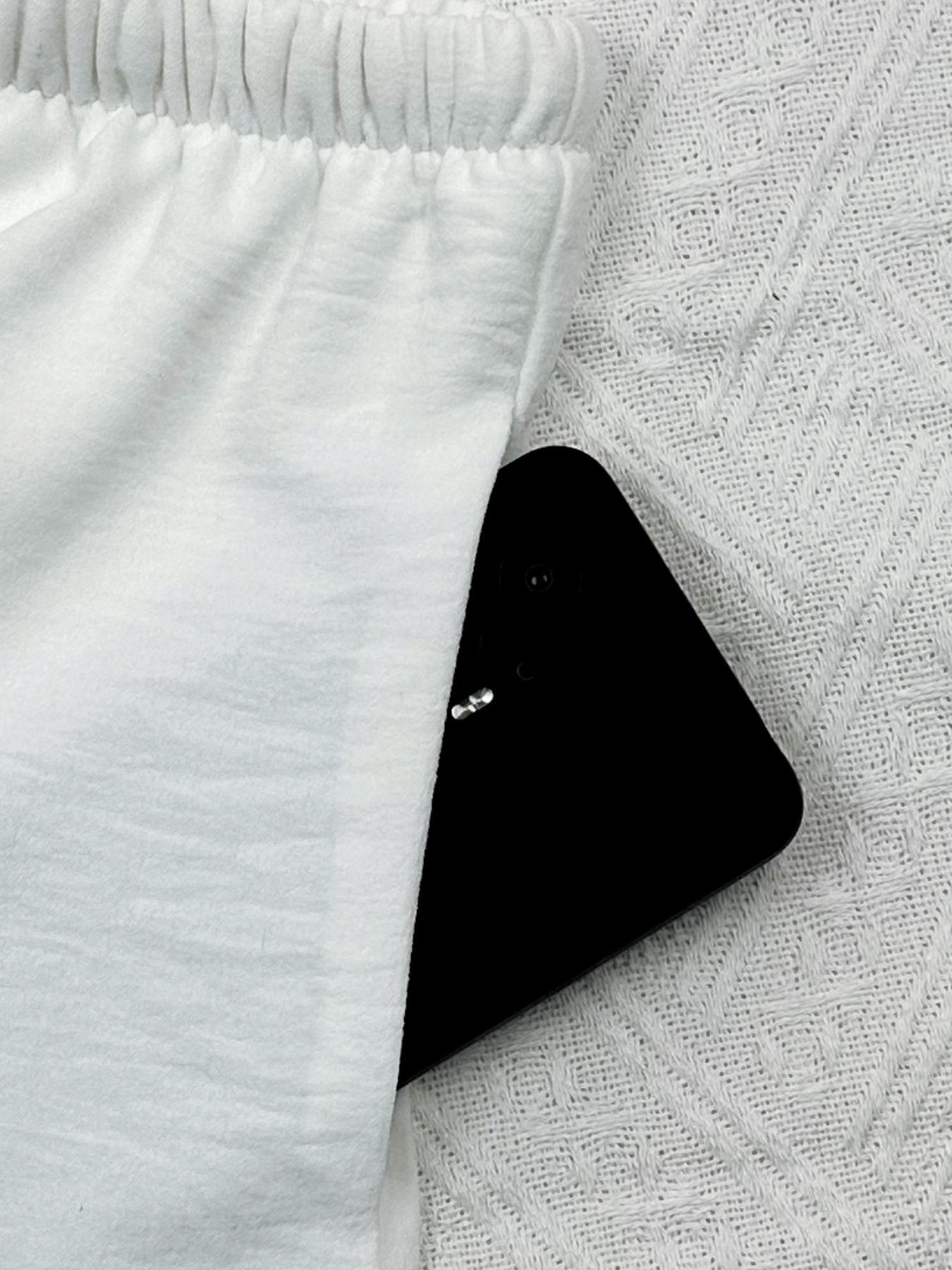 Women's Solid Pocket Pants, Casual Comfy Wide Leg Woven Trousers for Beach Vacation Holiday, Ladies Bottoms for All Seasons, Baggy Legged Pants, Fit