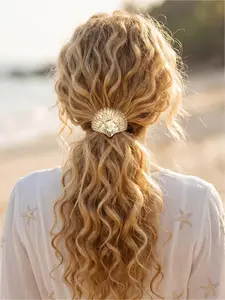 1/2pcs Ocean Style Hair Bands Boho Aesthetic Style Shiny Silver-Tone Glossy Multi-Functional Durable Ponytail Holder Bracelet Combo Headwear for Trendy Women Music Festival Outfits & Travel Photos