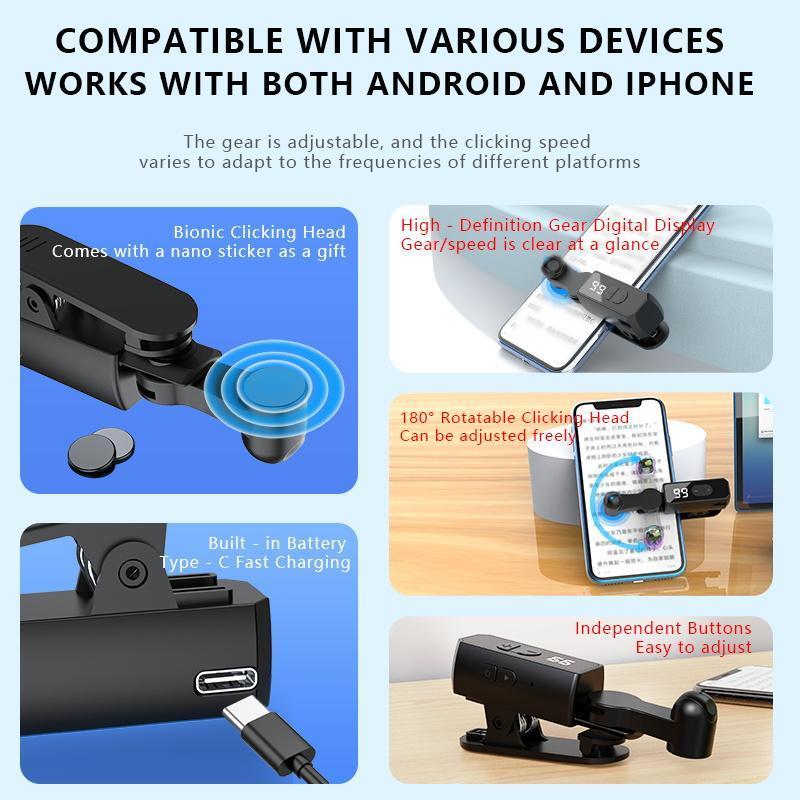 2pcs Rechargeable version Automatic Clicker 100+ Clicks/Sec for Smartphones & Controllers -Auto Clicker Speed Tool – Fast Screen Tap Simulator for Smartphones and Controllers | Smart Trigger for Shopping Rewards, Live Broadcast Likes Tasks Portable Selfie