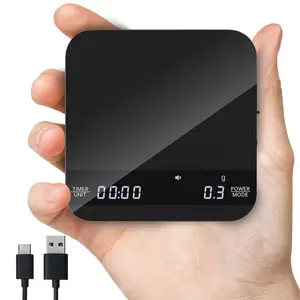 Coffee Scale with Auto Timing, Mini Rechargeable Espresso Scale with Timer, 2kg/0.1g High Precision for Espresso and Pour-Over Coffee with Brewing Assist Modes